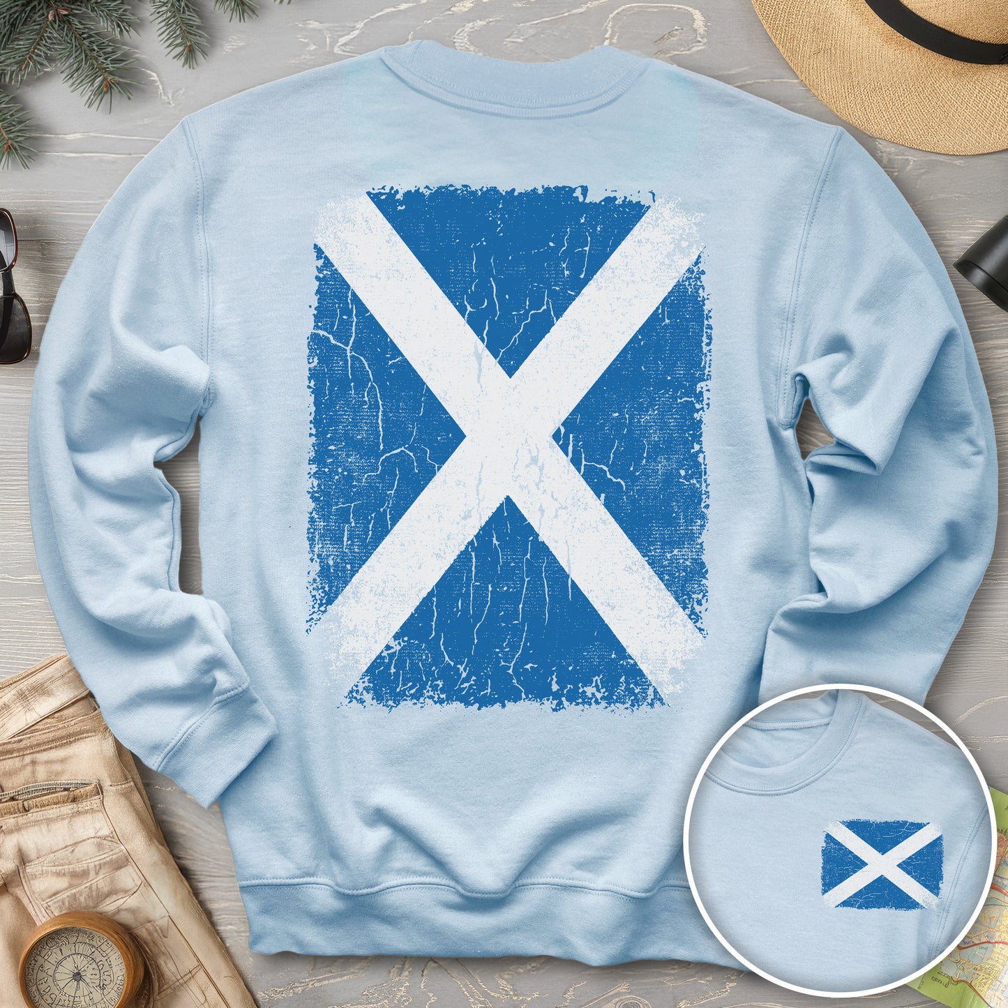 Scotland Distressed Flag Front/Back Print Sweatshirt