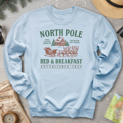 North Pole Bed and Breakfast Vintage Print Sweatshirt