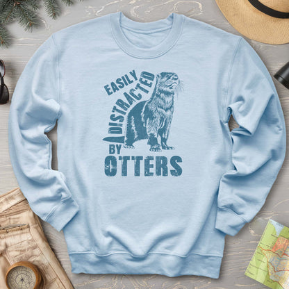 Easily Distracted By Otters Vintage Print Sweatshirt