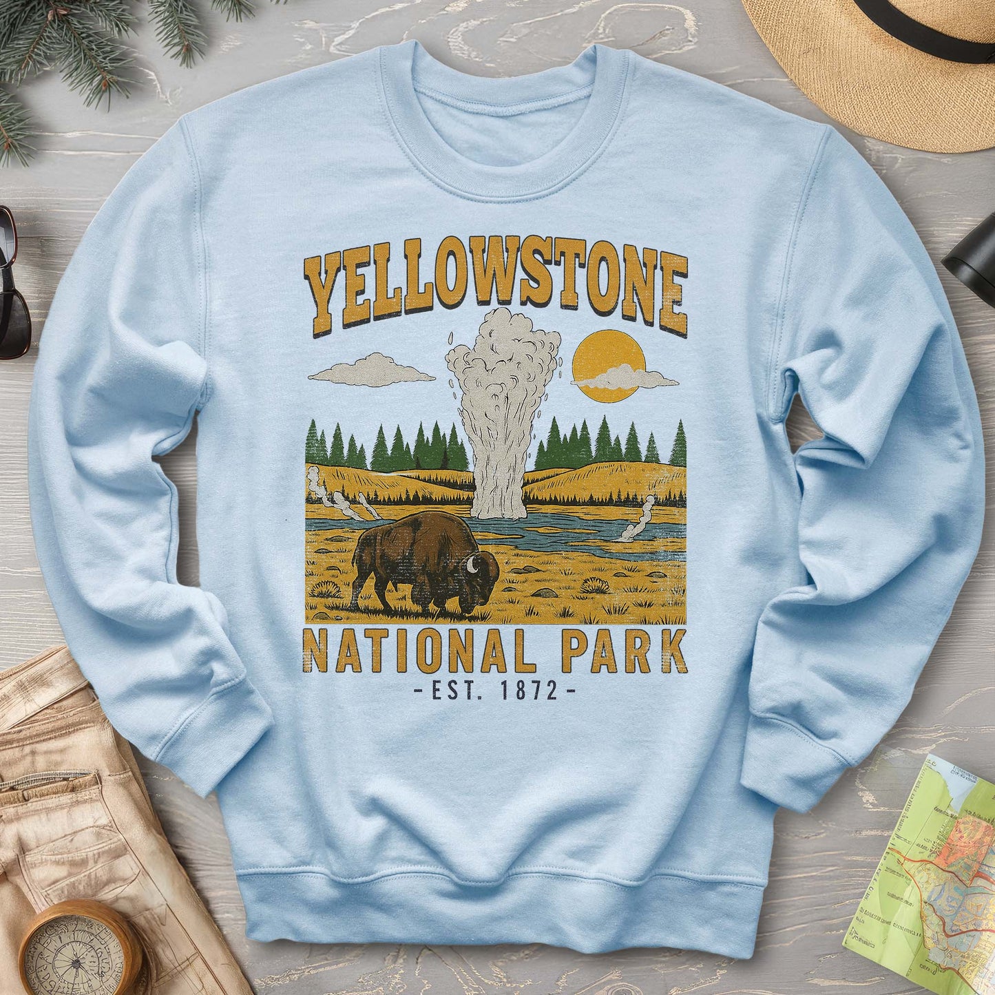 Yellowstone Old Faithful Buffalo Sweatshirt