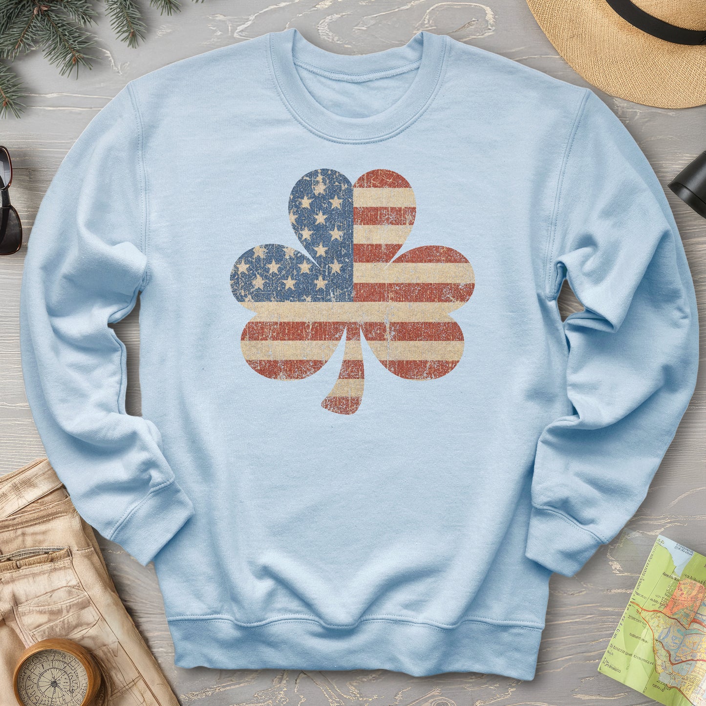 Vintage Flag Shamrock Sweatshirt