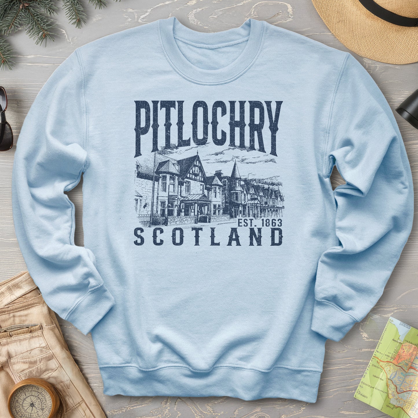 Pitlochry Scotland Sketch Sweatshirt