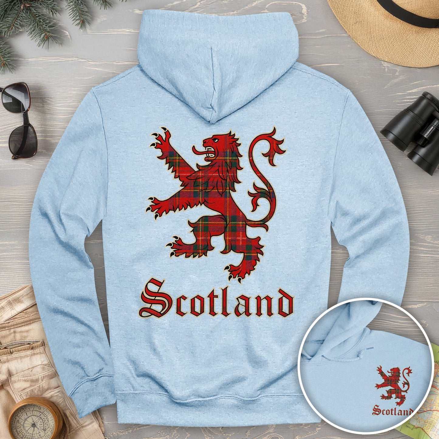 Scotland Tartan Lion Front/Back Print Hoodie