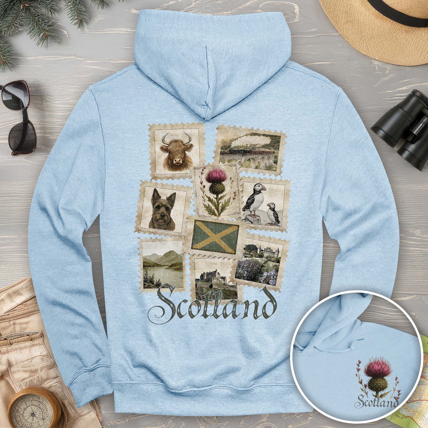 Scotland Vintage Stamps Hoodie