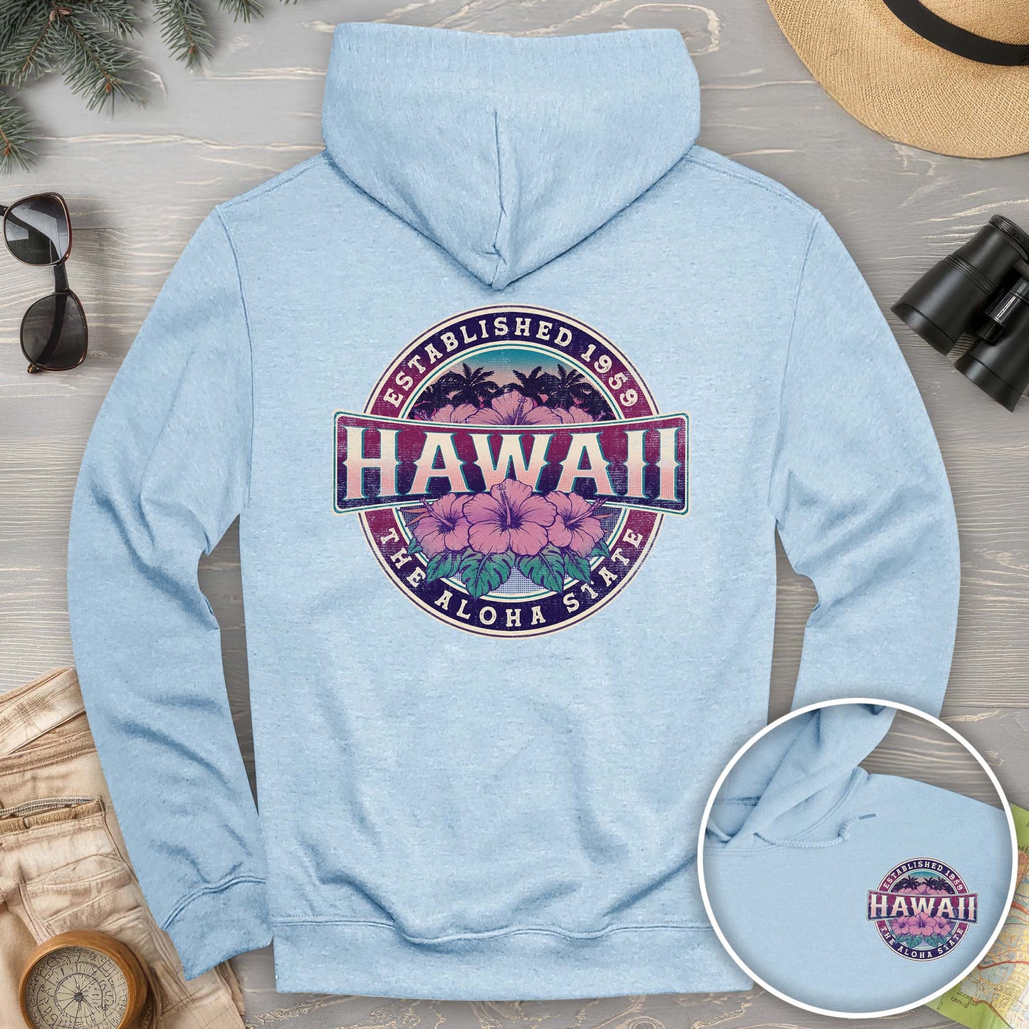 Hawaii Badge Front/Back Print Hoodie