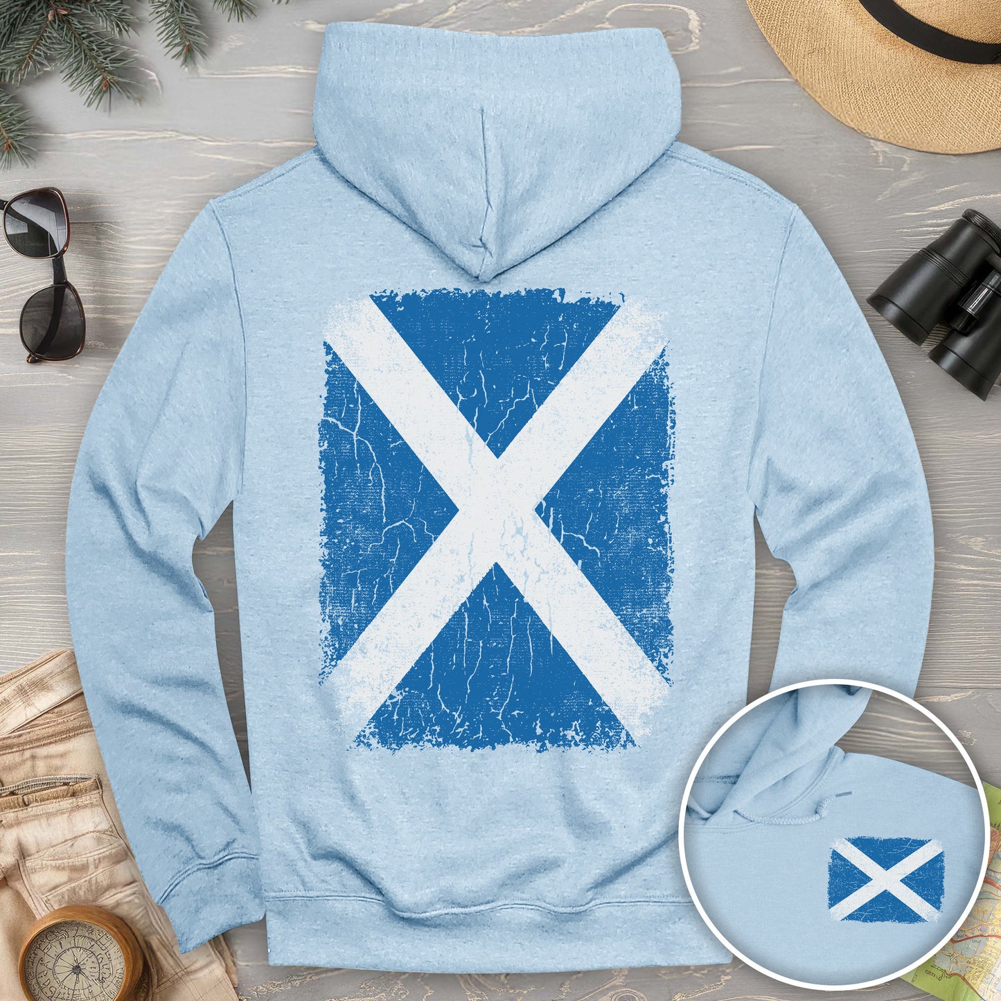 Scotland Distressed Flag Front/Back Print Hoodie