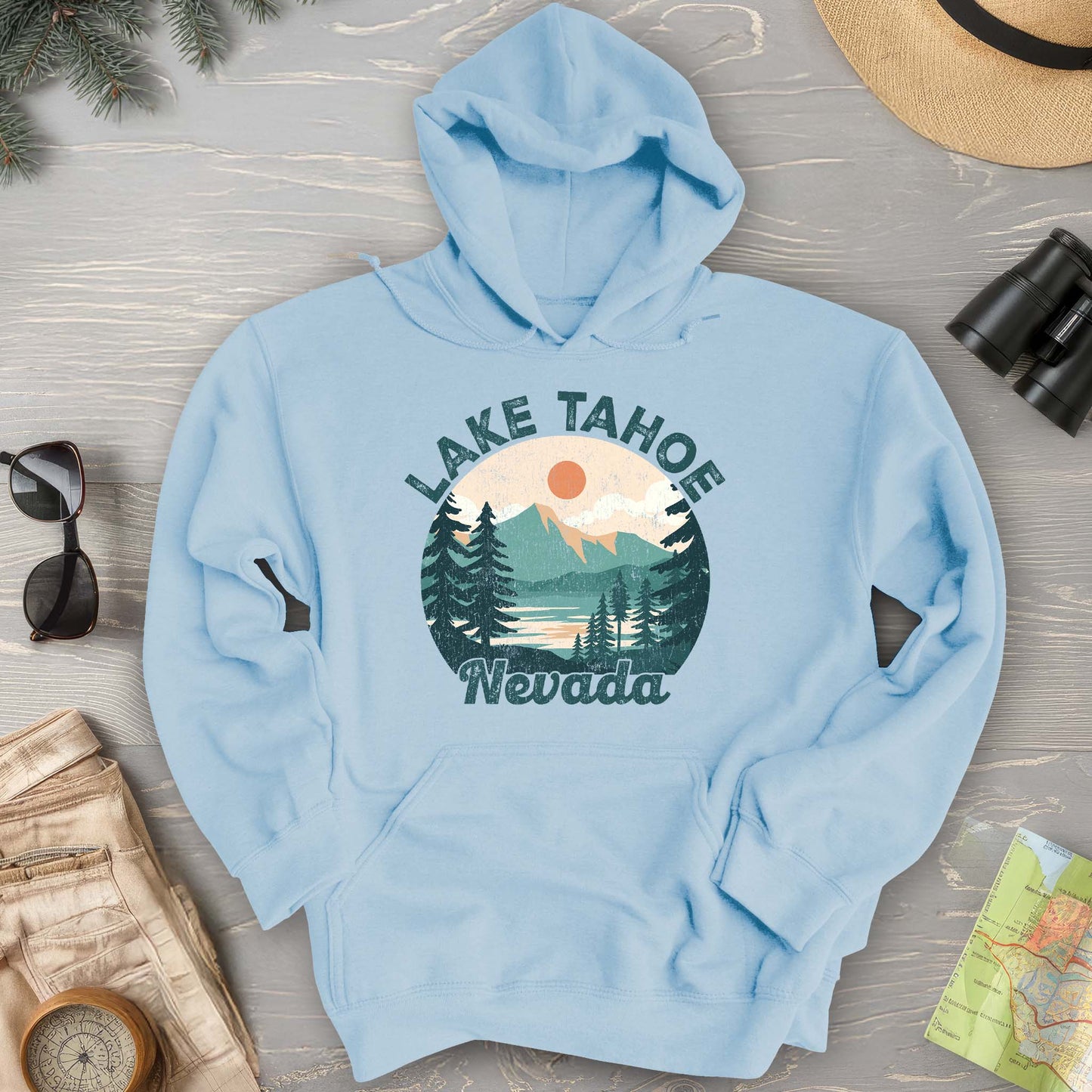 Lake Tahoe Nevada Vintage Circle Hoodie