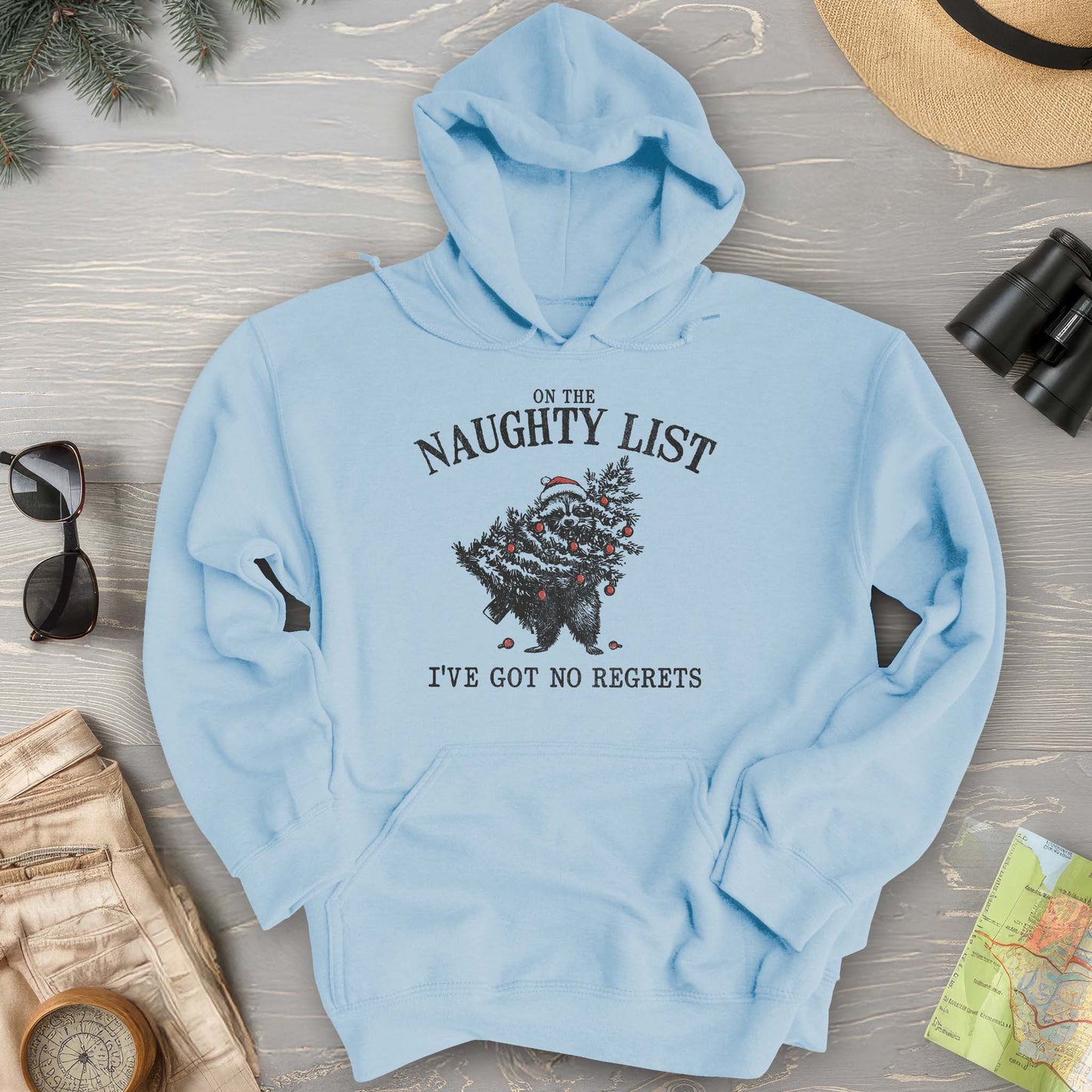 Naughty List Racoon Xmas Hoodie