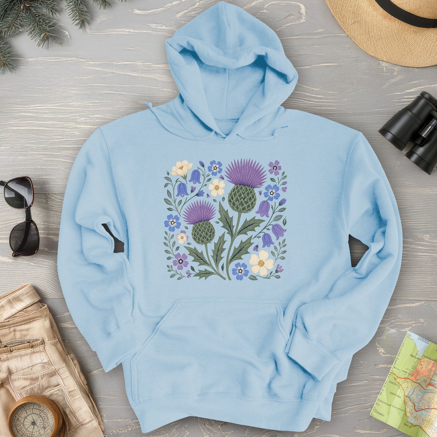 Scottish Thistle Floral Hoodie
