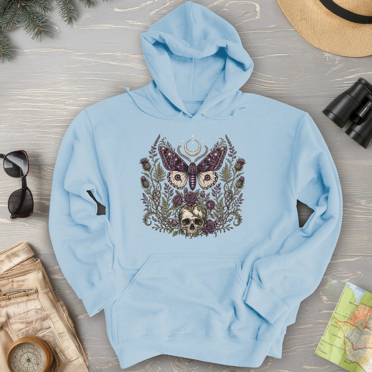 Gothic Thistle Moth Hoodie