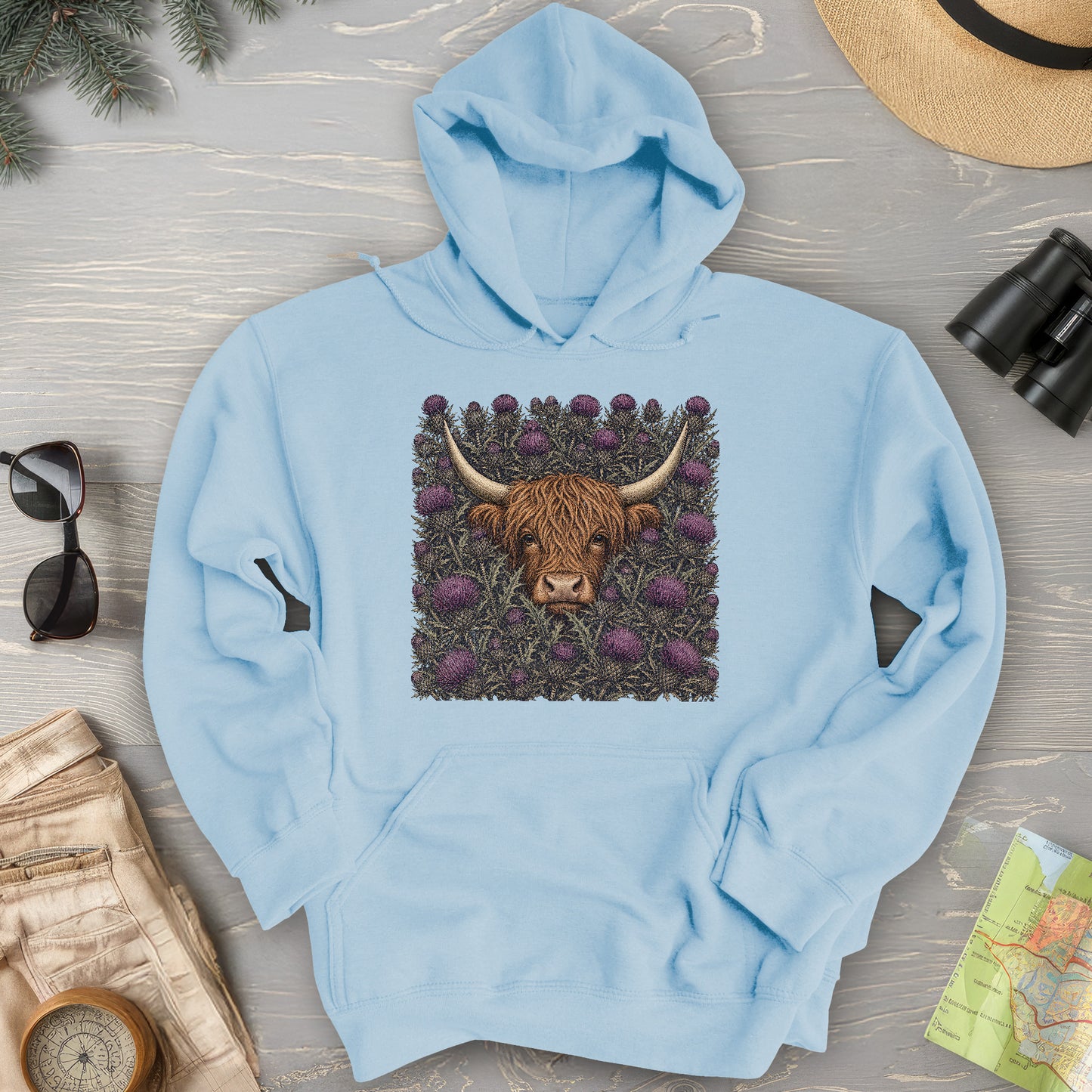 Highland Coo Thistle Hoodie