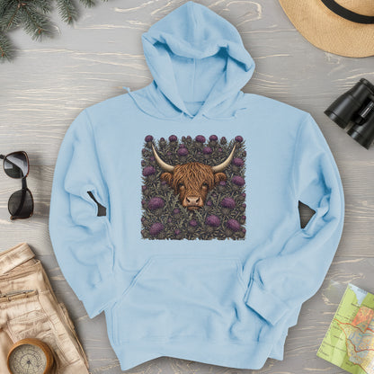 Highland Coo Thistle Hoodie