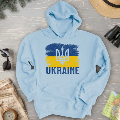 Ukraine Textured Trident Flag Hoodie