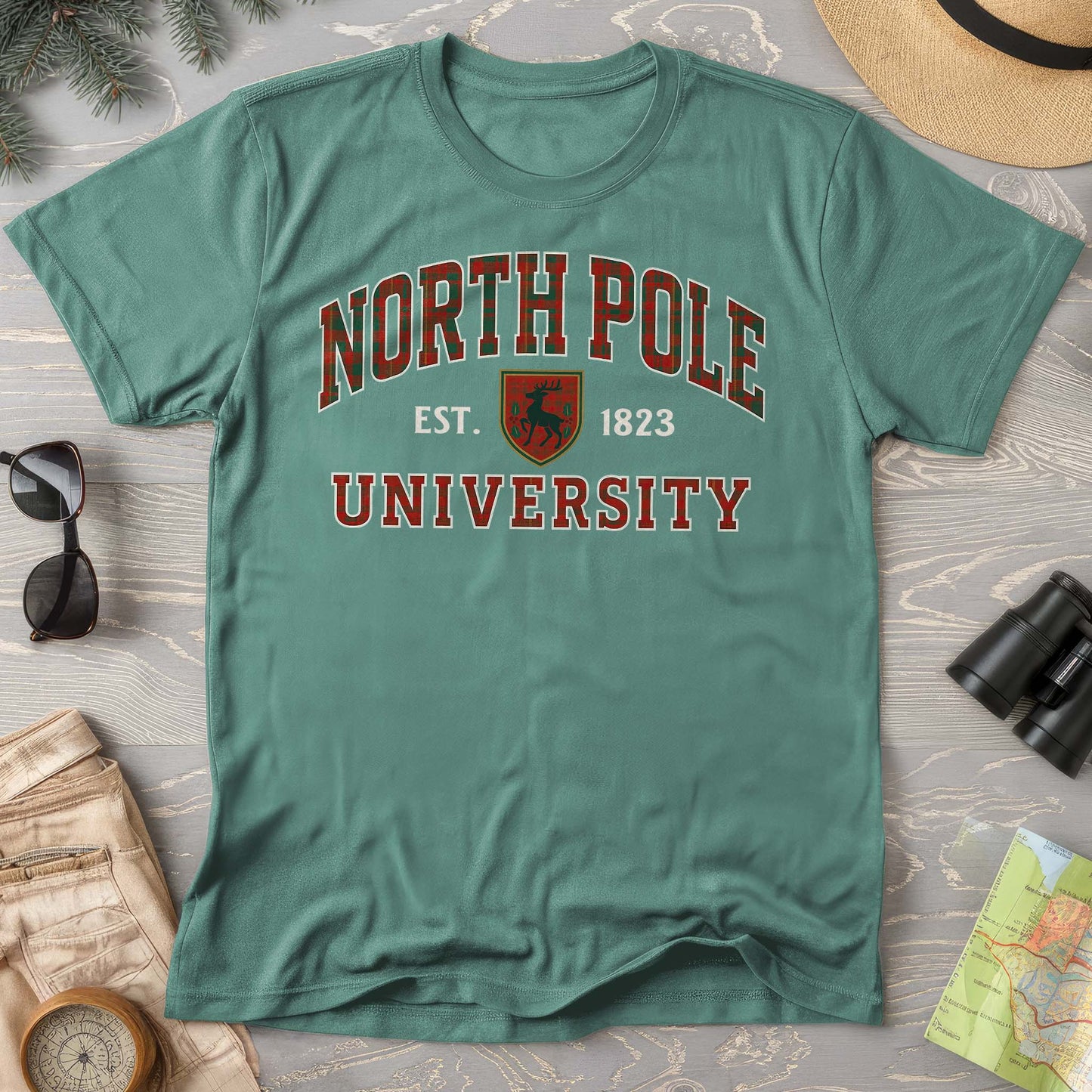 North Pole University Holiday Plaid Comfort Colors T-Shirt