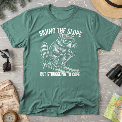 Skiing the Slope Raccoon Comfort Colors T-Shirt