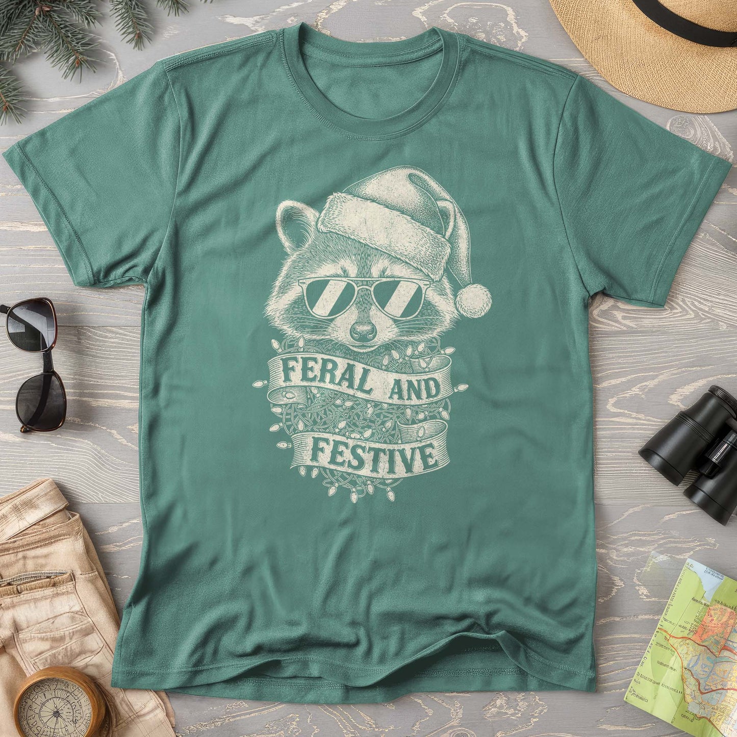 Feral and Festive Racoon Comfort Colors T-shirt