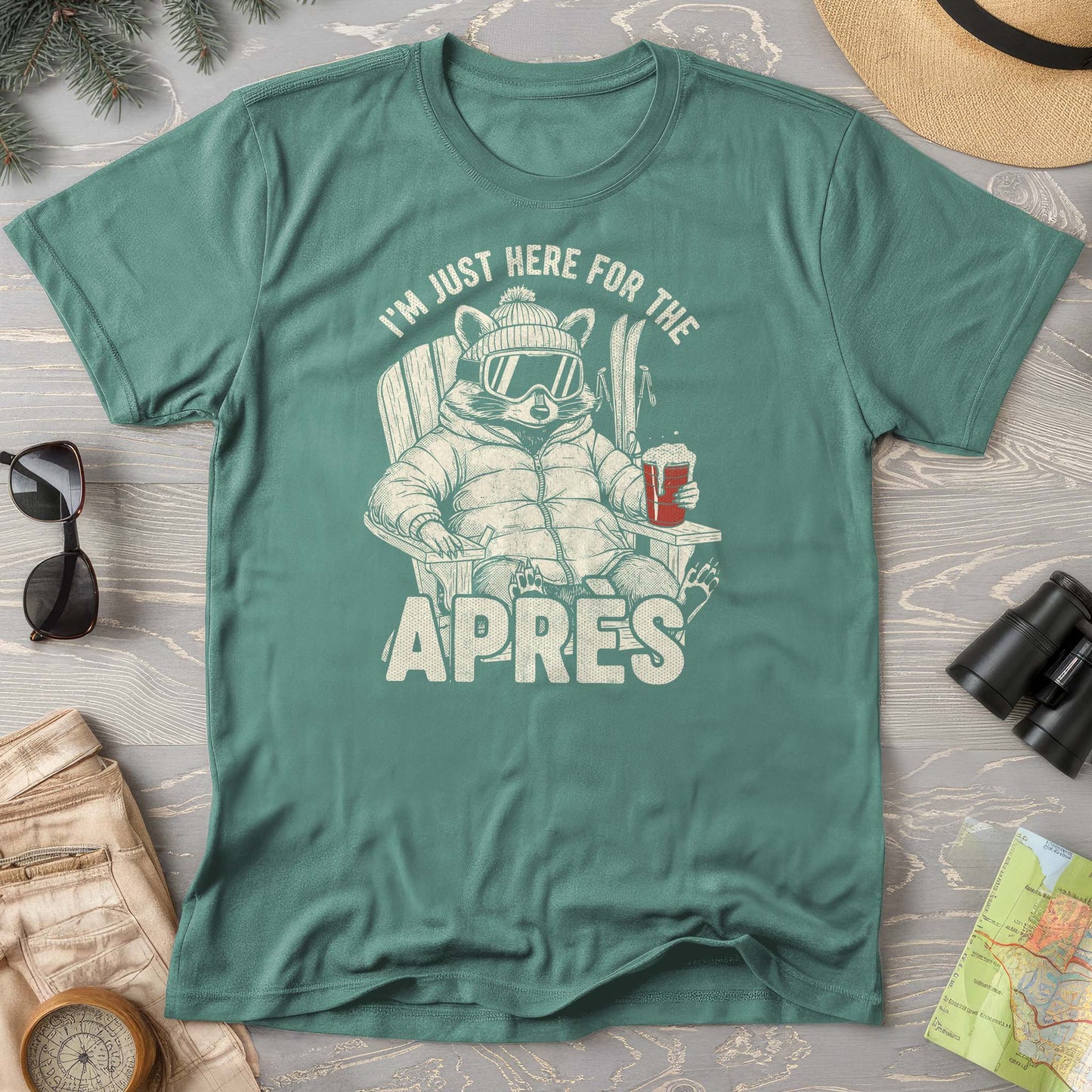 Just Here for the Apres "Raccoon" Comfort Colors T-shirt