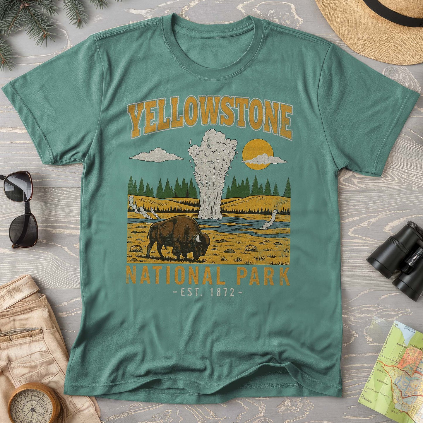 Yellowstone Old Faithful Buffalo Comfort Colors T-shirt