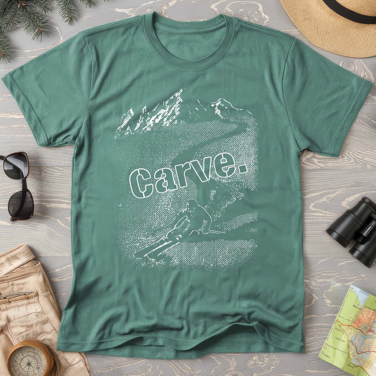 Carve Ski Print Comfort Colors T-shirt