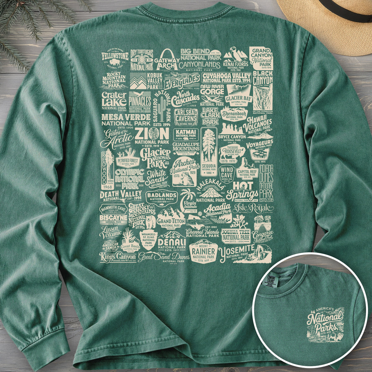 63 Vintage Parks Front/Back Print Long Sleeve Shirt