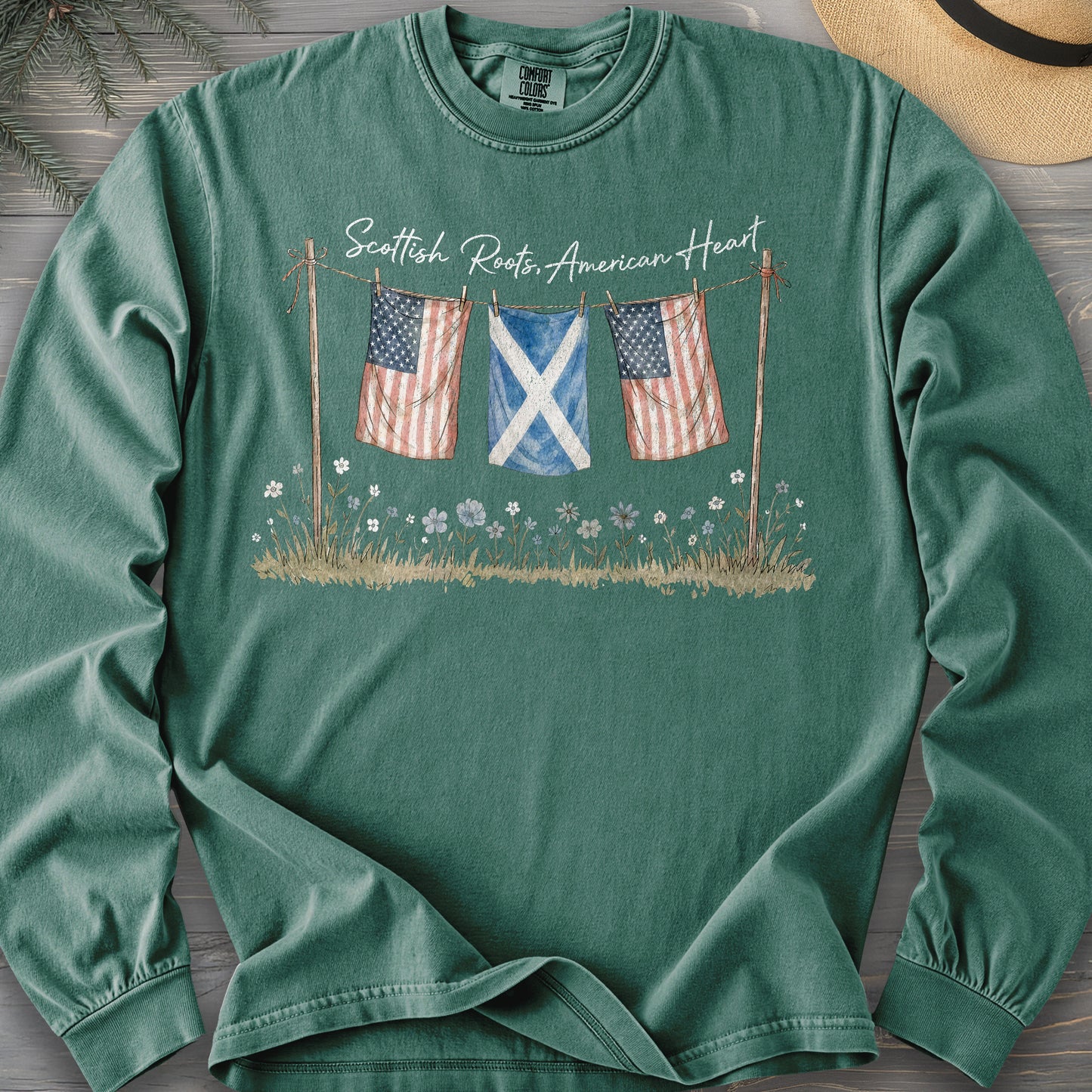 Scottish Roots American Heart Long Sleeve Shirt
