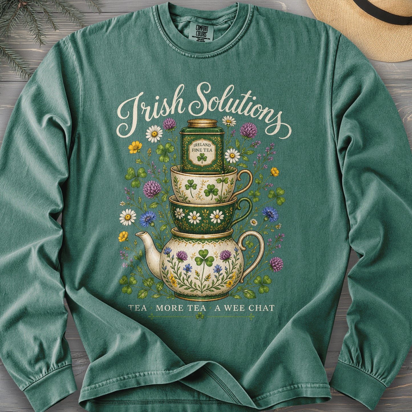 Irish Solutions Tea Cups Long Sleeve Shirt