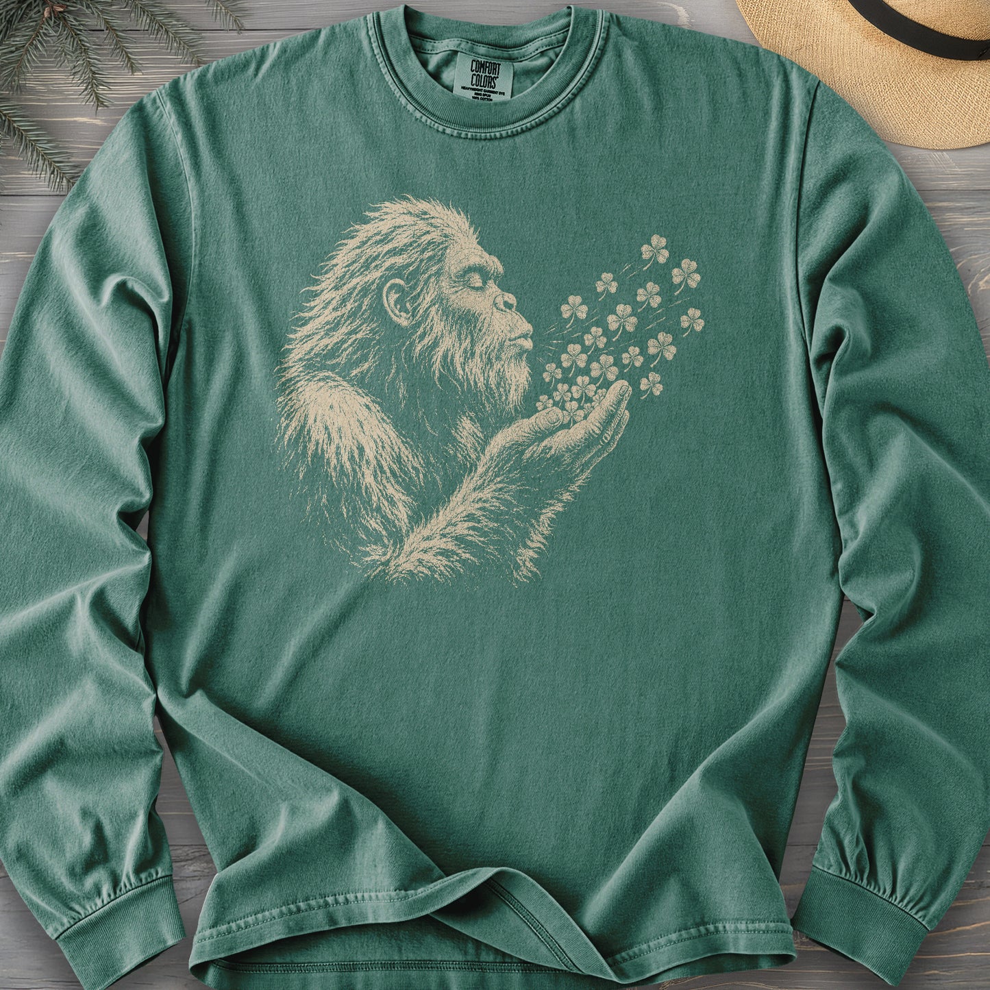Bigfoot Shamrocks Comfort Colors 6014 Long Sleeve
