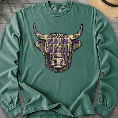 Scottish Highland Plaid Coo Comfort Colors 6014 Long Sleeve
