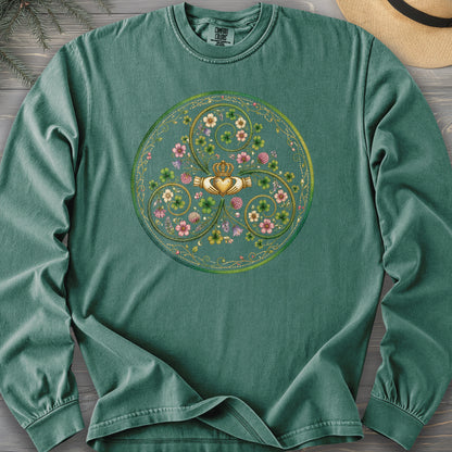 Claddagh Floral Triskele Comfort Colors 6014 Long Sleeve