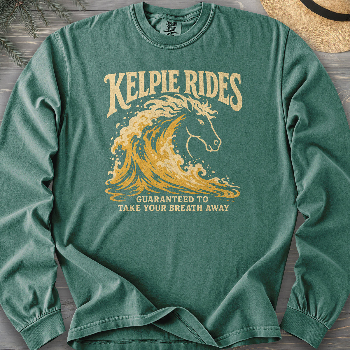 Kelpie Rides Retro Comfort Colors 6014 Long Sleeve
