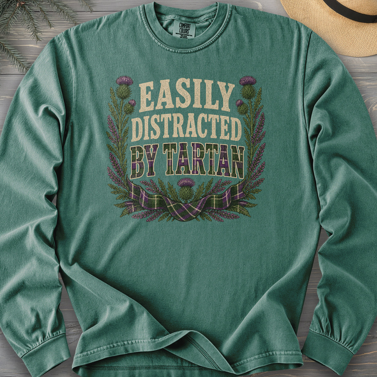 Easily Distracted By Tartan Comfort Colors 6014 Long Sleeve