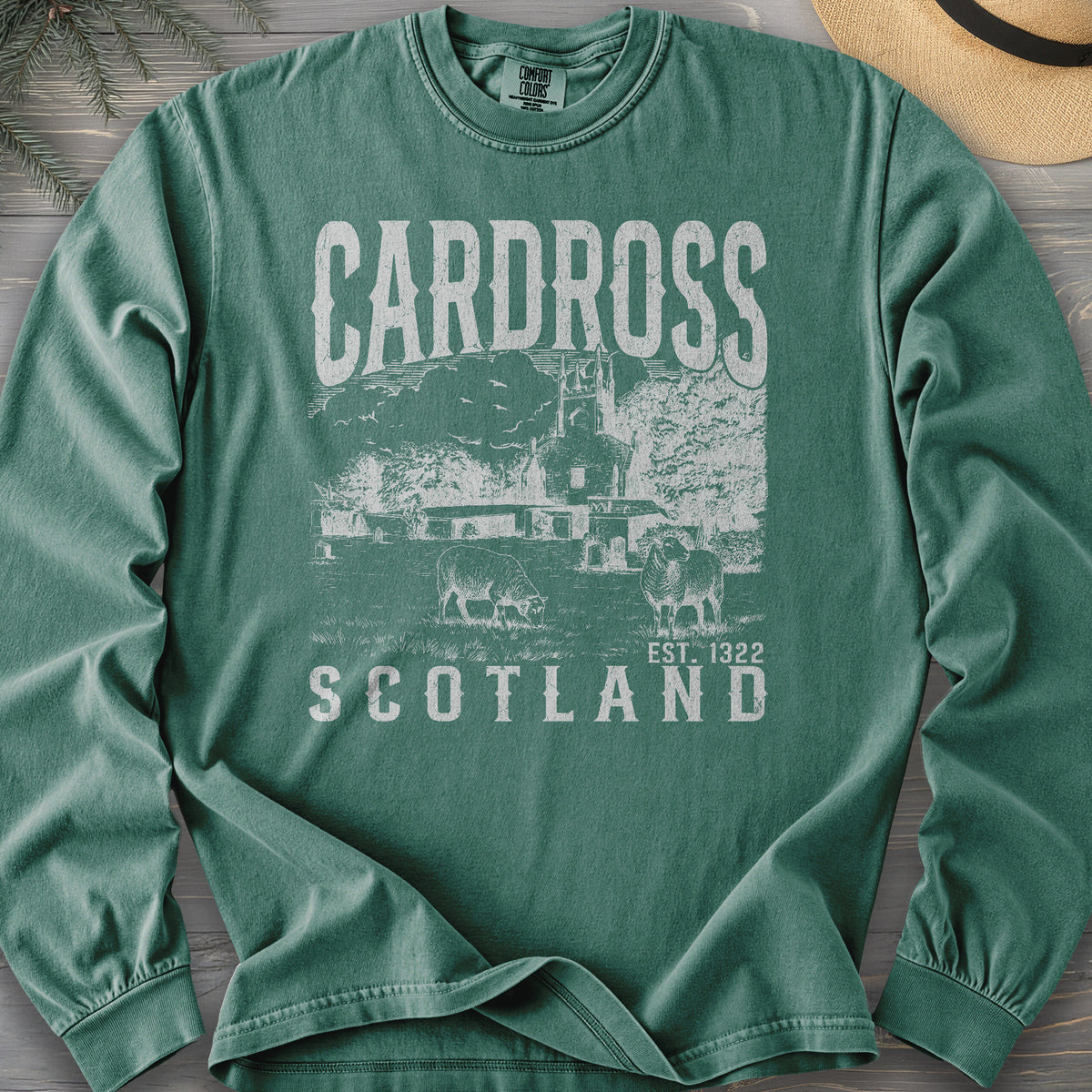 Cardross Scotland Sketch Comfort Colors 6014 Long Sleeve