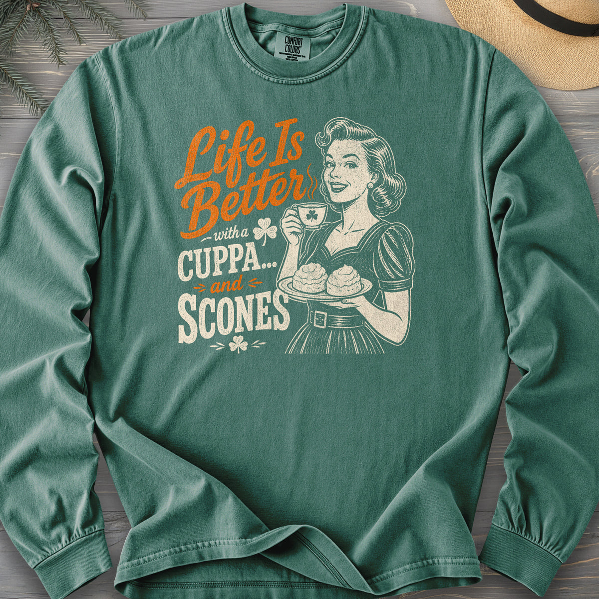 Cuppa Scones Comfort Colors 6014 Long Sleeve