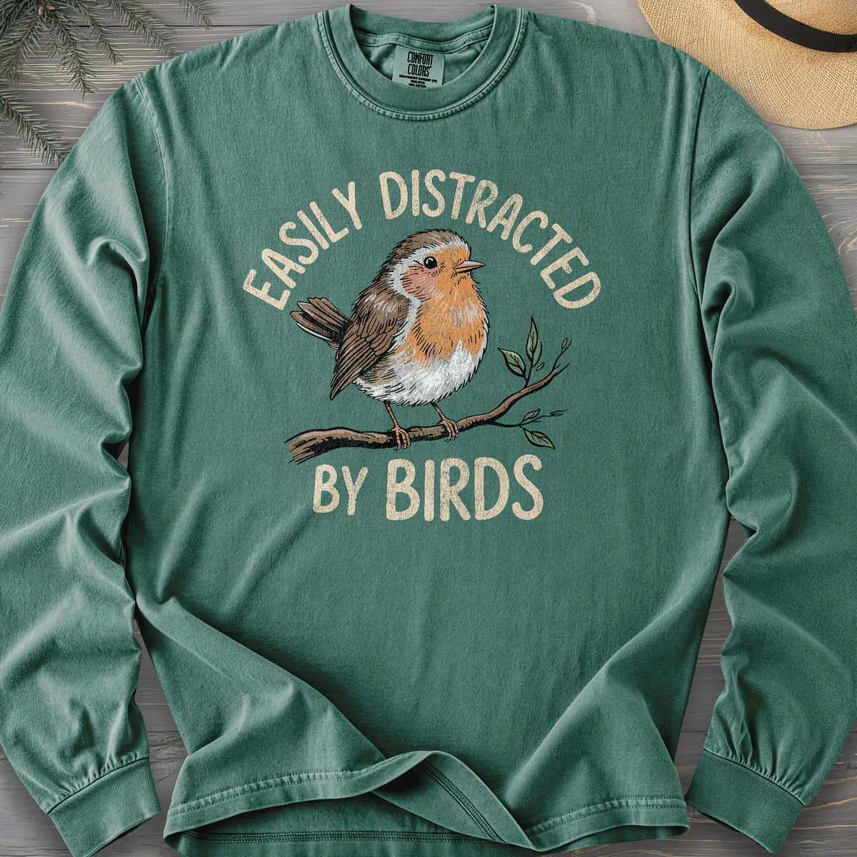 Easily Distracted By Birds Robin Textured Long Sleeve Shirt