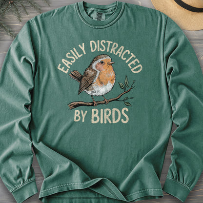 Easily Distracted By Birds Robin Textured Long Sleeve Shirt