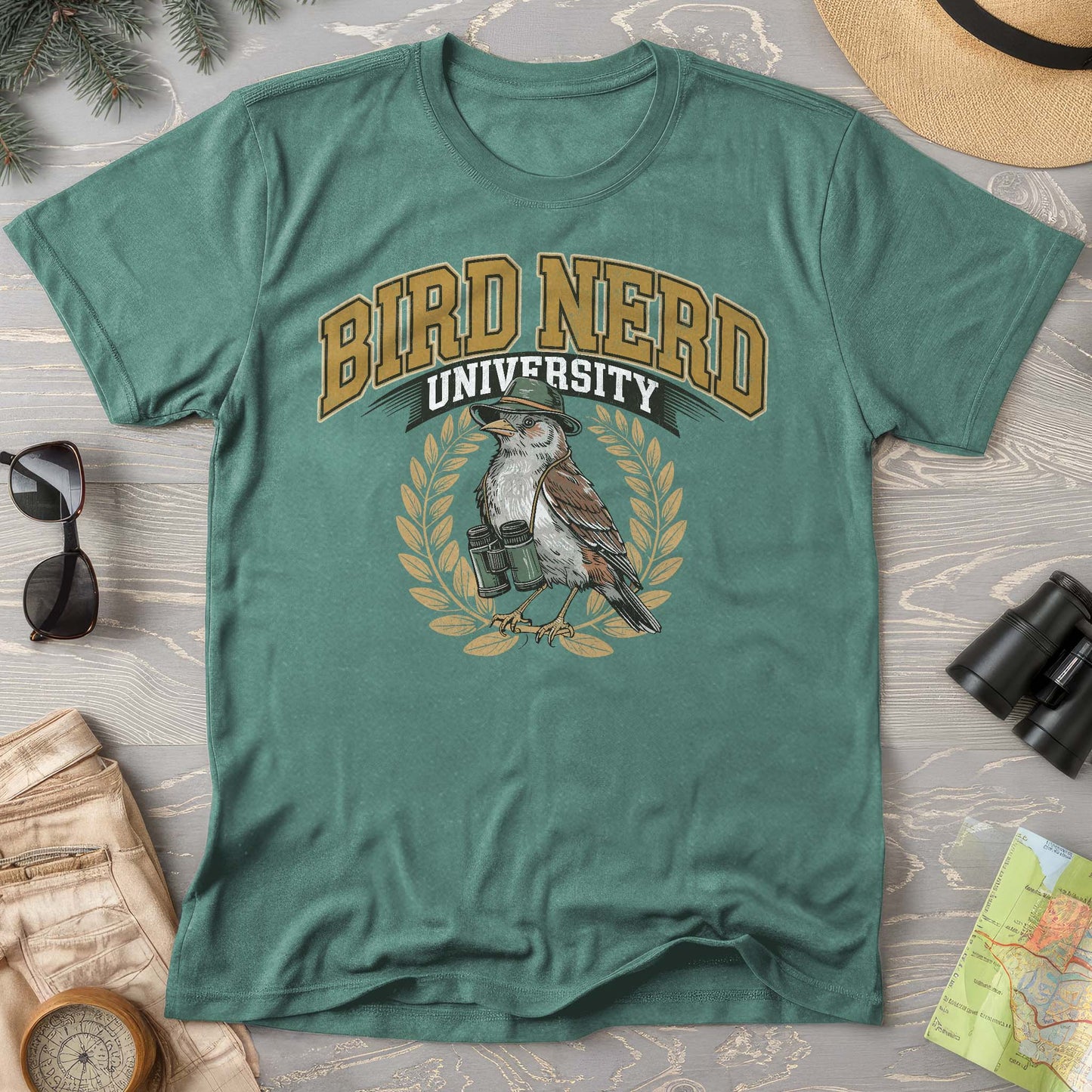 Bird Nerd University Varsity Textured Comfort Colors T-Shirt