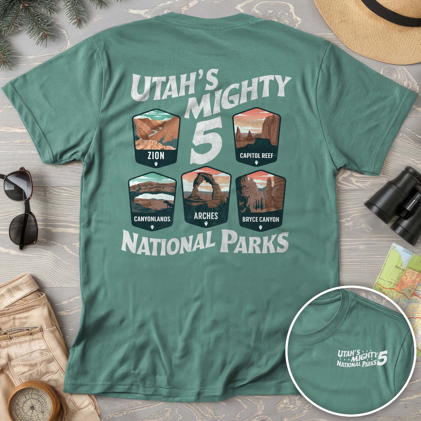 Utah's Mighty Five National Parks "5 Badges" Comfort Colors T-Shirt