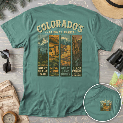 Colorado National Parks Vertical Front/Back Print Comfort Colors T-Shirt