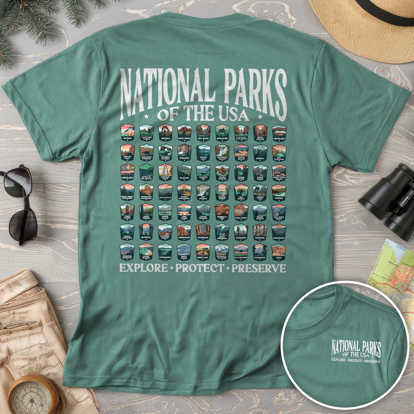 National Parks of the USA 63 Badges Comfort Colors T-Shirt