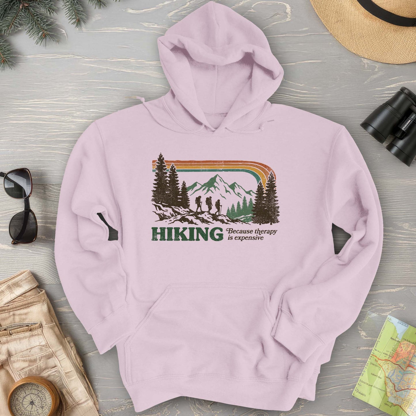 Hiking Retro Therapy Hoodie