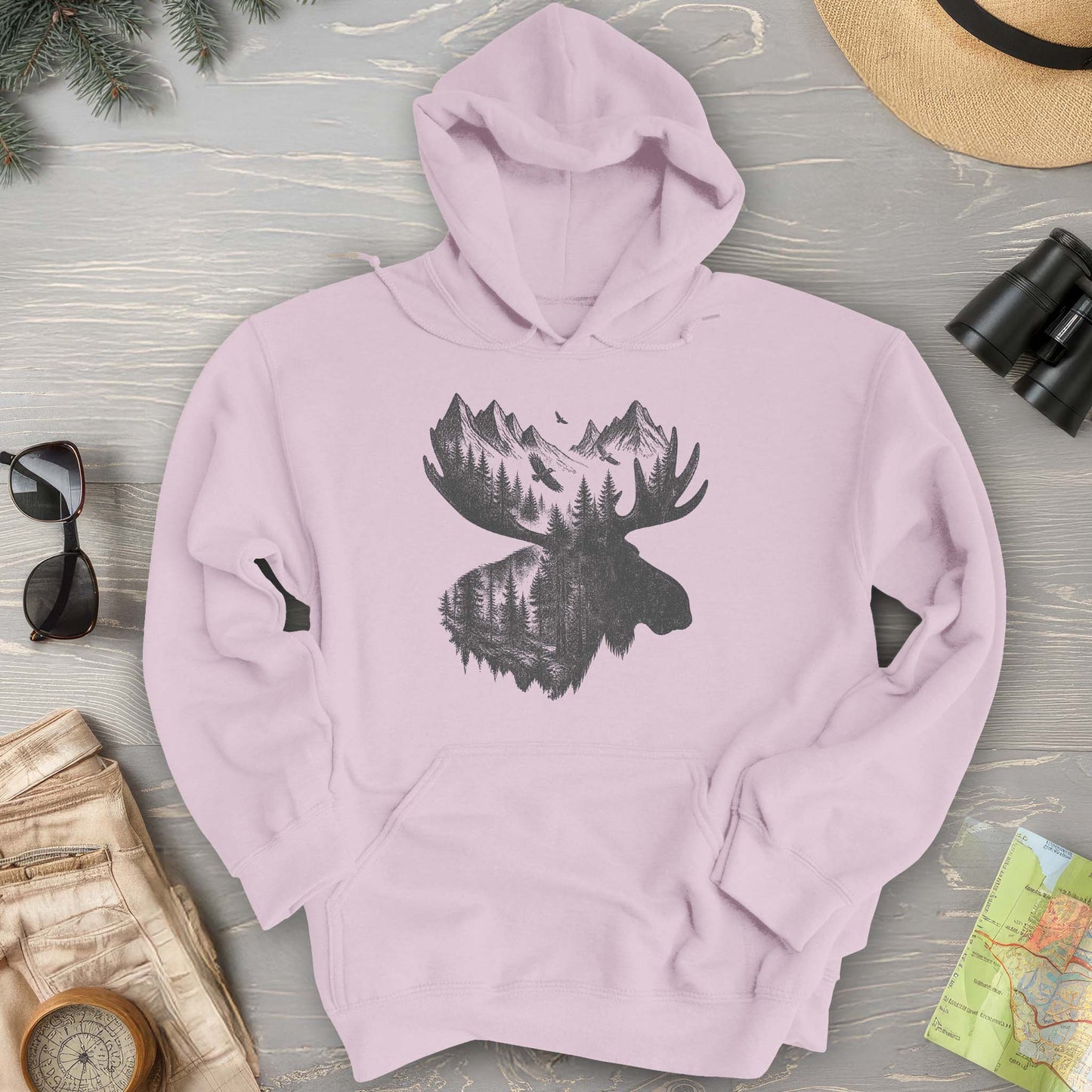 Moose Double Exposure Hoodie