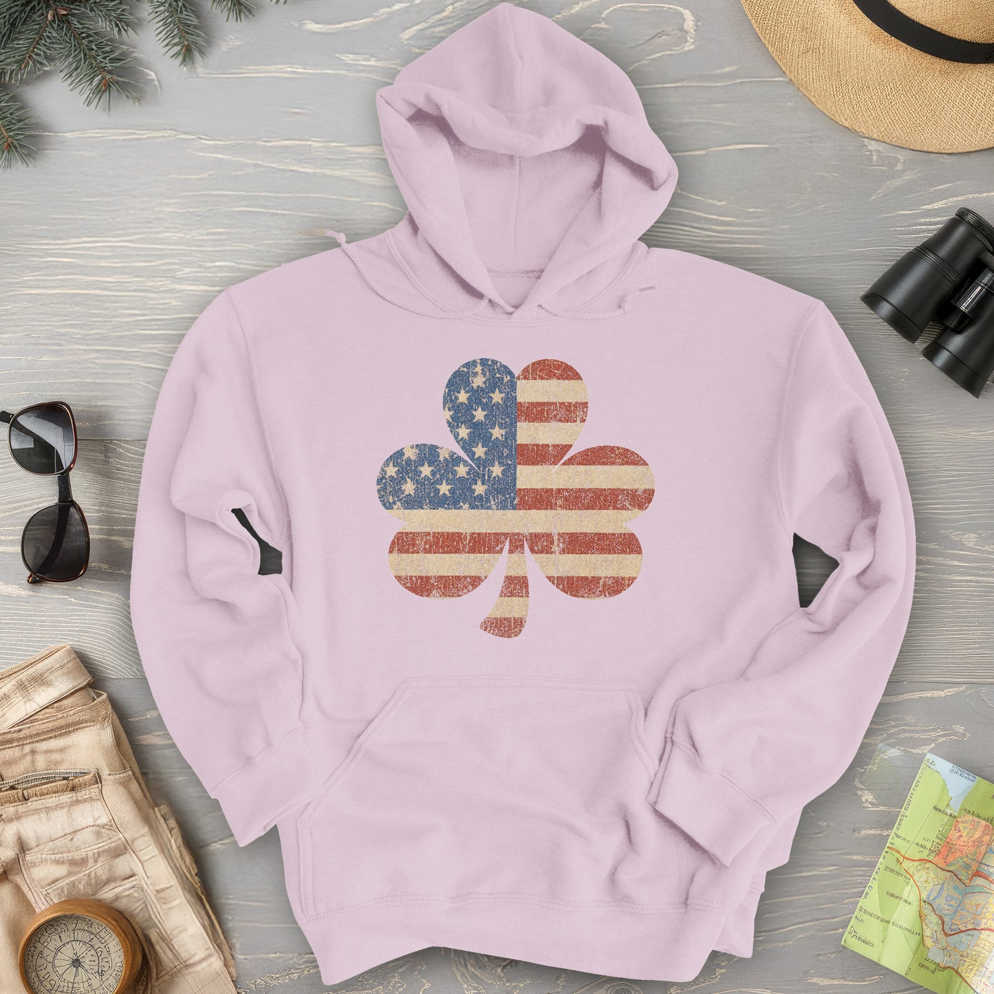 Vintage Flag Shamrock Hoodie