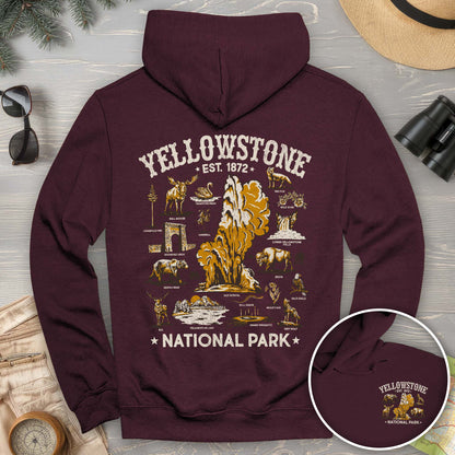 Yellowstone National Park Vintage Front/Back Print Hoodie