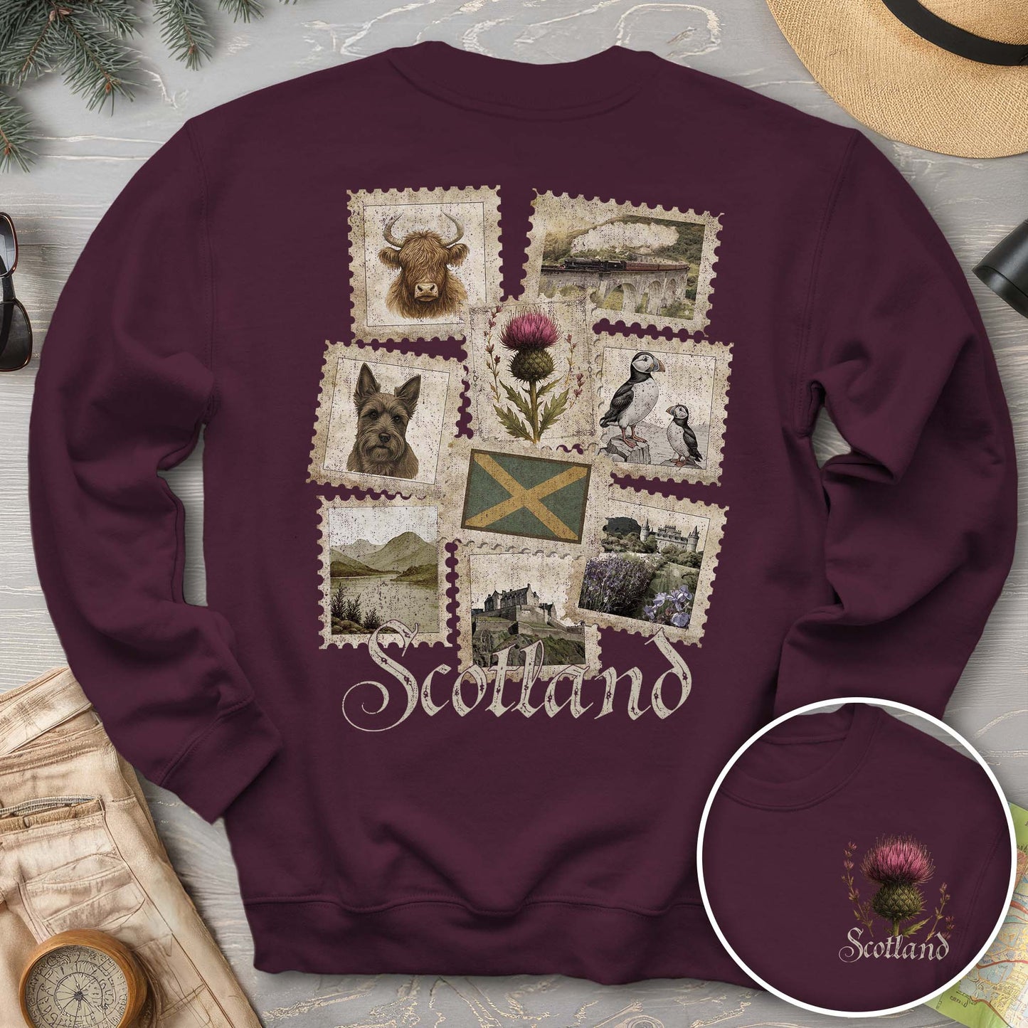 Scotland Vintage Stamps Sweatshirt