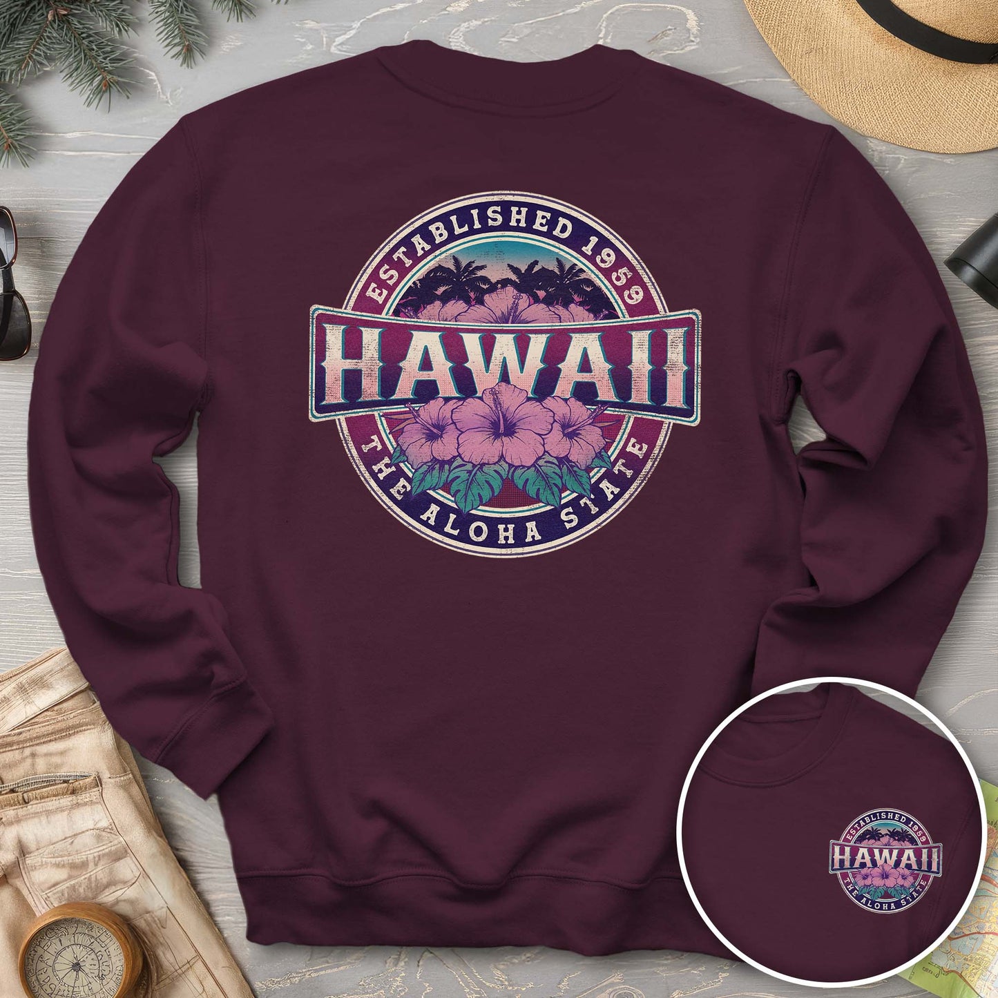 Hawaii Badge Front/Back Print Sweatshirt