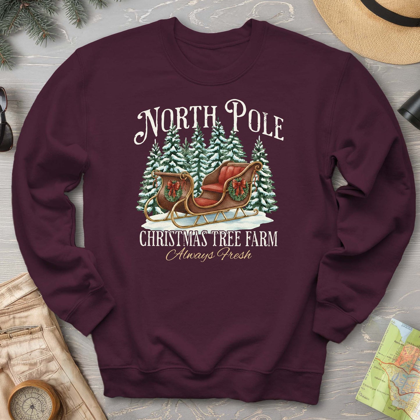 North Pole Christmas Tree Farm Sweatshirt