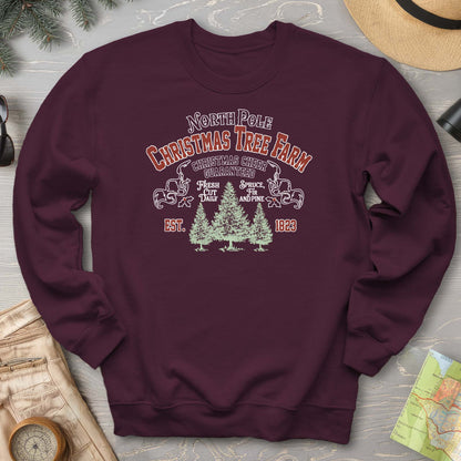 North Pole Christmas Tree Farm Vintage Print Sweatshirt