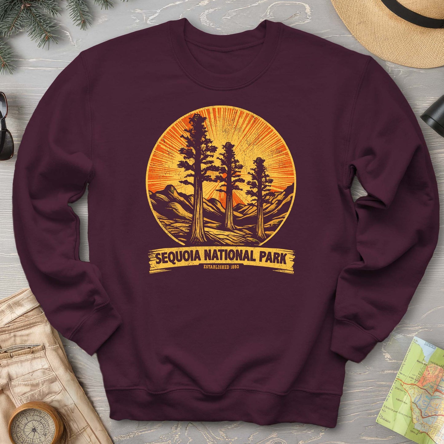 Sequoia 3 Trees Vintage Print Sweatshirt