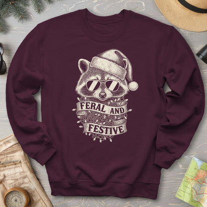 Feral and Festive Racoon Sweatshirt