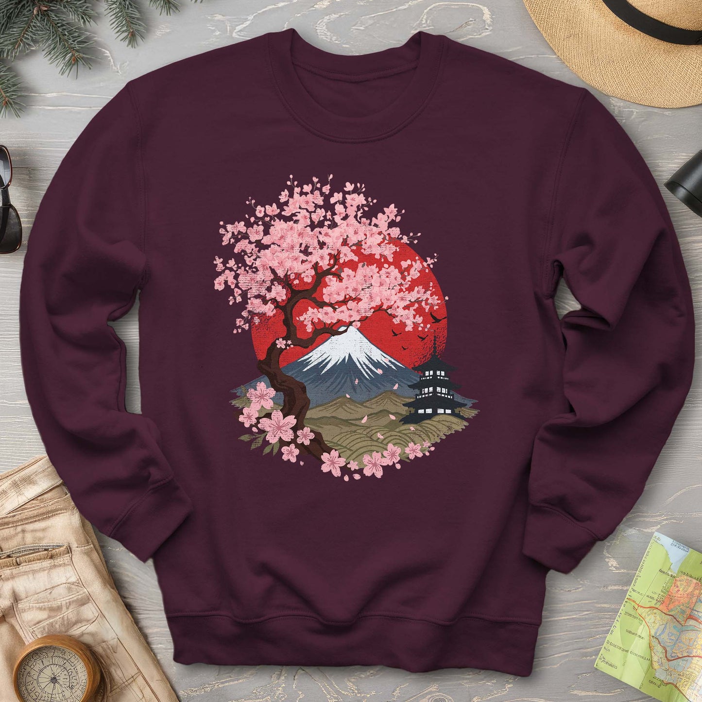 Mount Fuji Cherry Blossoms Sweatshirt